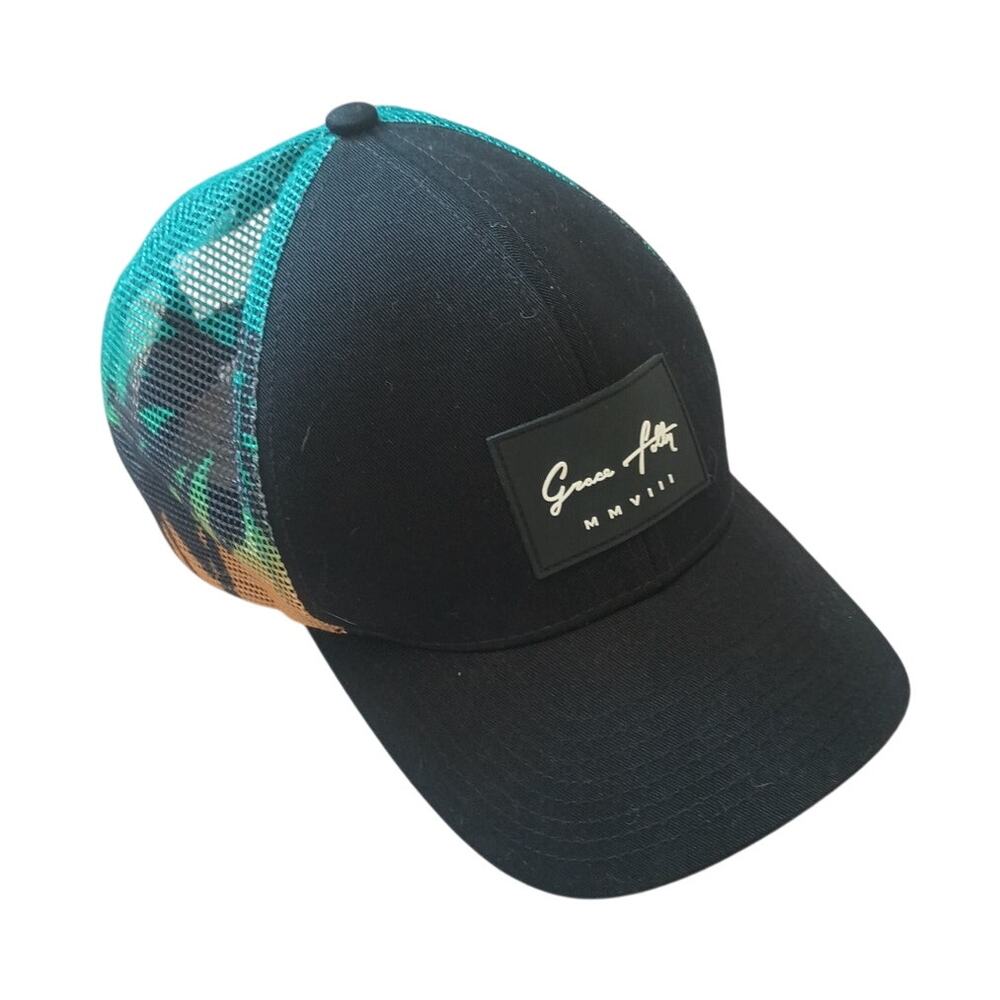 Grace Folly MMVIII Trucker Hat Cap Snap Back, Mesh Palm Trees